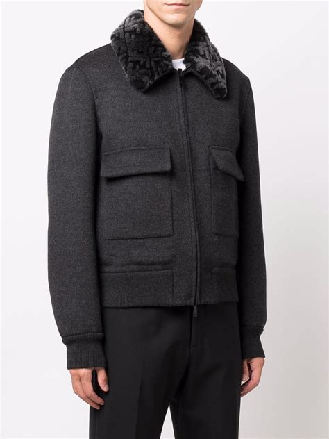 fendi reversible ff collar jacket grey|Outerwear .